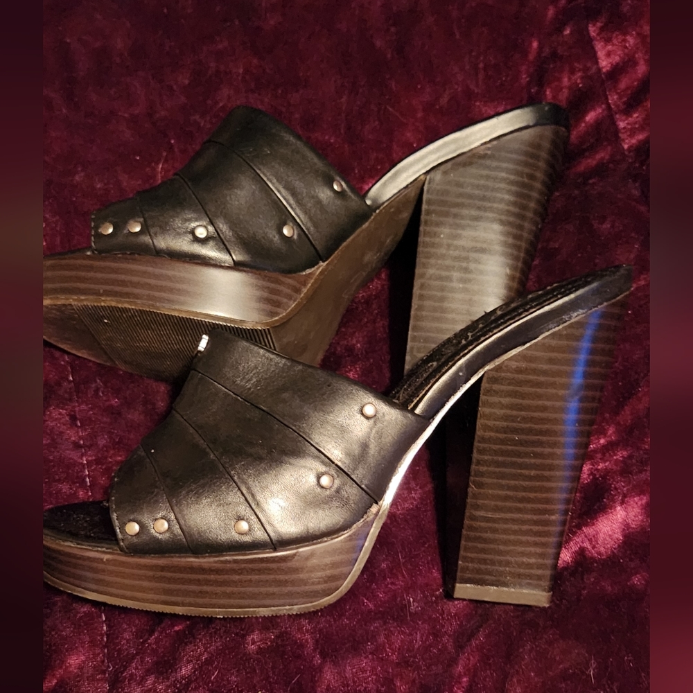 Harley Davidson black leather 4" heels women's shoes